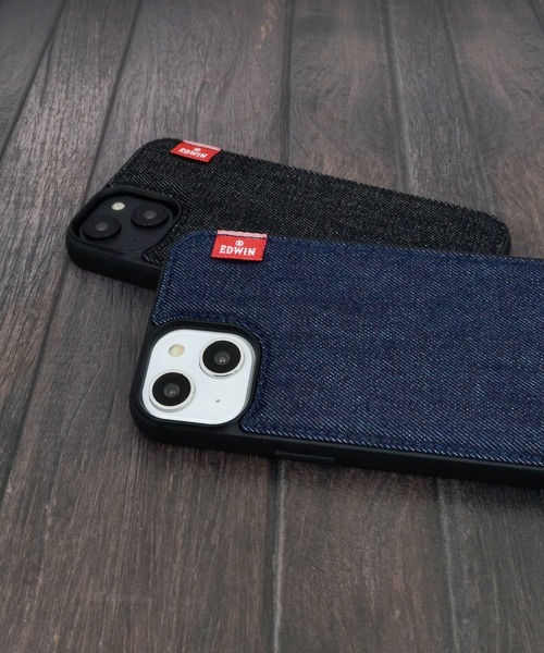 EDWIN（エドウィン）の「iPhone14 iPhone14Pro iPhone13 背面デニムケース エドウィン スマホケース [タグデニム]（スマホケース/カバー・メンズ・インディゴブルー/ブラック・O/N）」の8枚目の写真