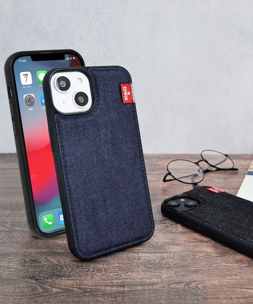 EDWIN（エドウィン）の「iPhone14 iPhone14Pro iPhone13 背面デニムケース エドウィン スマホケース [タグデニム]（スマホケース/カバー・メンズ・インディゴブルー/ブラック・O/N）」の10枚目の写真