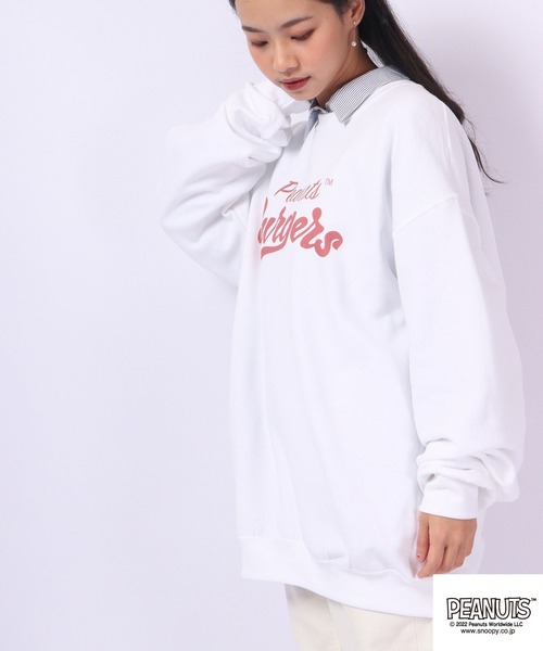 PEANUTS（ピーナッツ）の「PEANUTS スヌーピー 裏起毛 スウェット トレーナー レトロ柄（スウェット・レディース・ホワイト系その他/ベージュ系その他/ホワイト/ベージュ・M/LL/L/S）」の9枚目の写真