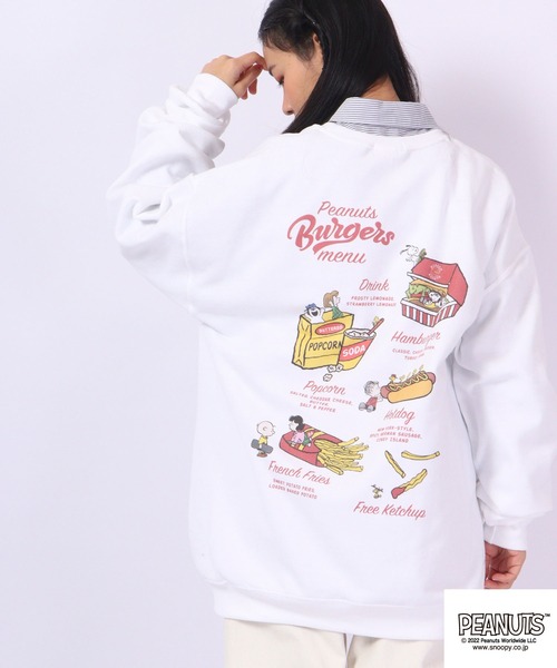 PEANUTS（ピーナッツ）の「PEANUTS スヌーピー 裏起毛 スウェット トレーナー レトロ柄（スウェット・レディース・ホワイト系その他/ベージュ系その他/ホワイト/ベージュ・M/LL/L/S）」の10枚目の写真