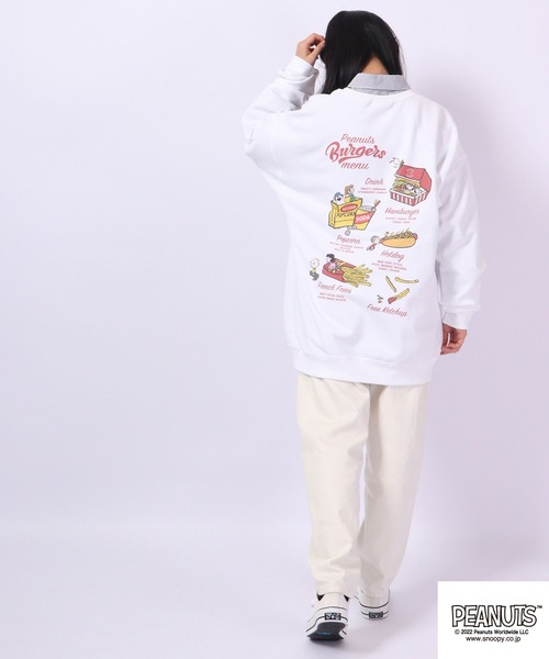 PEANUTS（ピーナッツ）の「PEANUTS スヌーピー 裏起毛 スウェット トレーナー レトロ柄（スウェット・レディース・ホワイト系その他/ベージュ系その他/ホワイト/ベージュ・M/LL/L/S）」の11枚目の写真