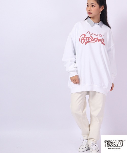 PEANUTS（ピーナッツ）の「PEANUTS スヌーピー 裏起毛 スウェット トレーナー レトロ柄（スウェット・レディース・ホワイト系その他/ベージュ系その他/ホワイト/ベージュ・M/LL/L/S）」の12枚目の写真