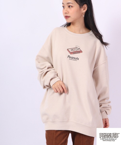 PEANUTS（ピーナッツ）の「PEANUTS スヌーピー 裏起毛 スウェット トレーナー レトロ柄（スウェット・レディース・ホワイト系その他/ベージュ系その他/ホワイト/ベージュ・M/LL/L/S）」の13枚目の写真