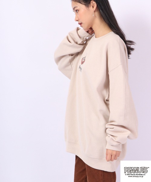 PEANUTS（ピーナッツ）の「PEANUTS スヌーピー 裏起毛 スウェット トレーナー レトロ柄（スウェット・レディース・ホワイト系その他/ベージュ系その他/ホワイト/ベージュ・M/LL/L/S）」の14枚目の写真