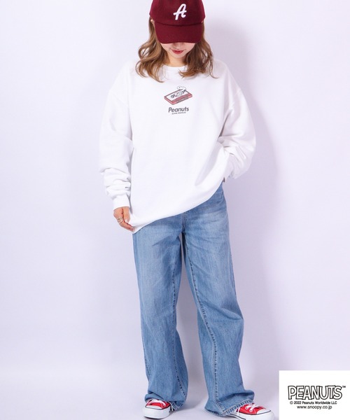 PEANUTS（ピーナッツ）の「PEANUTS スヌーピー 裏起毛 スウェット トレーナー レトロ柄（スウェット・レディース・ホワイト系その他/ベージュ系その他/ホワイト/ベージュ・M/LL/L/S）」の7枚目の写真