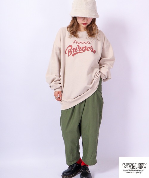 PEANUTS（ピーナッツ）の「PEANUTS スヌーピー 裏起毛 スウェット トレーナー レトロ柄（スウェット・レディース・ホワイト系その他/ベージュ系その他/ホワイト/ベージュ・M/LL/L/S）」の19枚目の写真