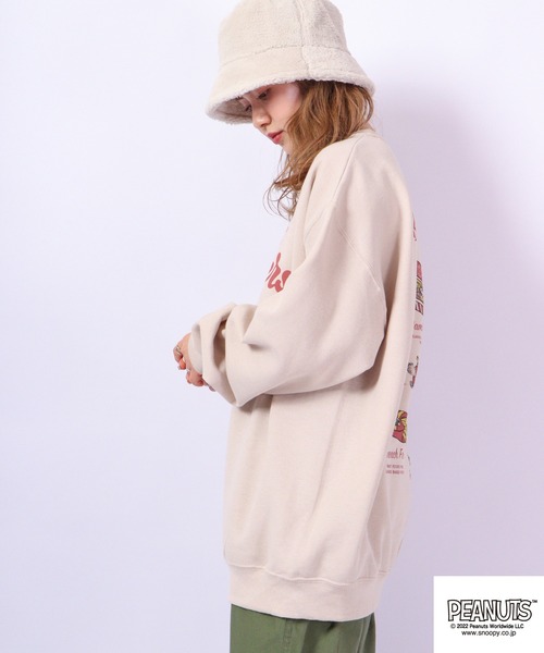 PEANUTS（ピーナッツ）の「PEANUTS スヌーピー 裏起毛 スウェット トレーナー レトロ柄（スウェット・レディース・ホワイト系その他/ベージュ系その他/ホワイト/ベージュ・M/LL/L/S）」の18枚目の写真