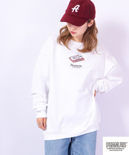 PEANUTS（ピーナッツ）の「PEANUTS スヌーピー 裏起毛 スウェット トレーナー レトロ柄（スウェット・レディース・ホワイト系その他/ベージュ系その他/ホワイト/ベージュ・M/LL/L/S）」の22枚目の写真