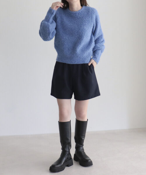 fredy emue（フレディエミュ）の「ベルト付きタックハーフパンツ（その他パンツ・レディース・ネイビー/ブラック・36/38）」の3枚目の写真