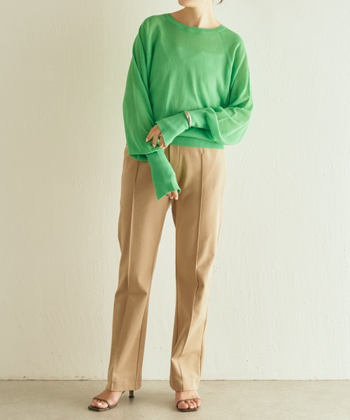 COLLAGE GALLARDAGALANTE（コラージュガリャルダガランテ）の「天竺シアーニット（ニット/セーター・レディース・ライトベージュ/グリーン・FREE）」の16枚目の写真