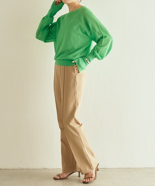 COLLAGE GALLARDAGALANTE（コラージュガリャルダガランテ）の「天竺シアーニット（ニット/セーター・レディース・ライトベージュ/グリーン・FREE）」の18枚目の写真