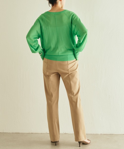 COLLAGE GALLARDAGALANTE（コラージュガリャルダガランテ）の「天竺シアーニット（ニット/セーター・レディース・ライトベージュ/グリーン・FREE）」の20枚目の写真