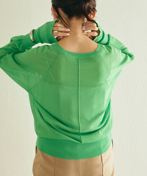 COLLAGE GALLARDAGALANTE（コラージュガリャルダガランテ）の「天竺シアーニット（ニット/セーター・レディース・ライトベージュ/グリーン・FREE）」の21枚目の写真