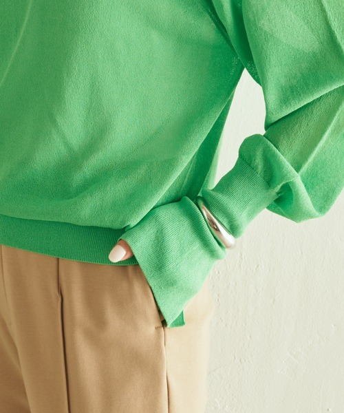 COLLAGE GALLARDAGALANTE（コラージュガリャルダガランテ）の「天竺シアーニット（ニット/セーター・レディース・ライトベージュ/グリーン・FREE）」の19枚目の写真