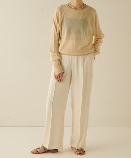 COLLAGE GALLARDAGALANTE（コラージュガリャルダガランテ）の「天竺シアーニット（ニット/セーター・レディース・ライトベージュ/グリーン・FREE）」の5枚目の写真