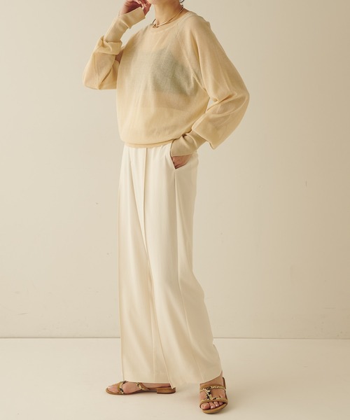 COLLAGE GALLARDAGALANTE（コラージュガリャルダガランテ）の「天竺シアーニット（ニット/セーター・レディース・ライトベージュ/グリーン・FREE）」の4枚目の写真