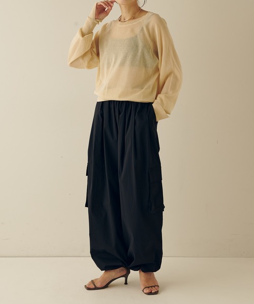 COLLAGE GALLARDAGALANTE（コラージュガリャルダガランテ）の「天竺シアーニット（ニット/セーター・レディース・ライトベージュ/グリーン・FREE）」の6枚目の写真