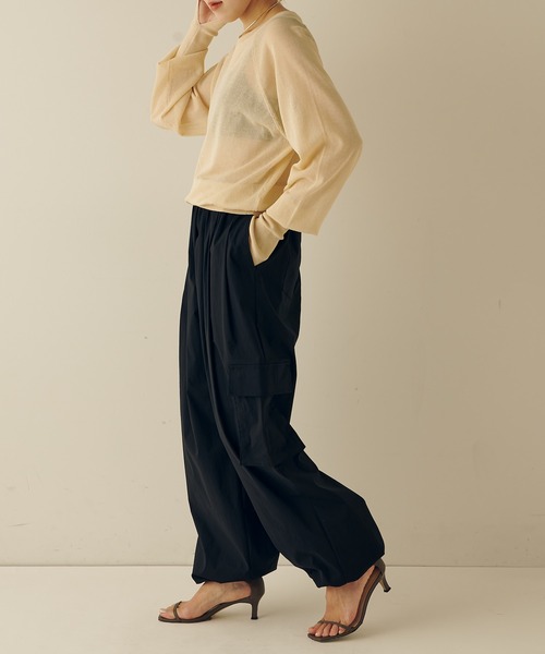 COLLAGE GALLARDAGALANTE（コラージュガリャルダガランテ）の「天竺シアーニット（ニット/セーター・レディース・ライトベージュ/グリーン・FREE）」の10枚目の写真