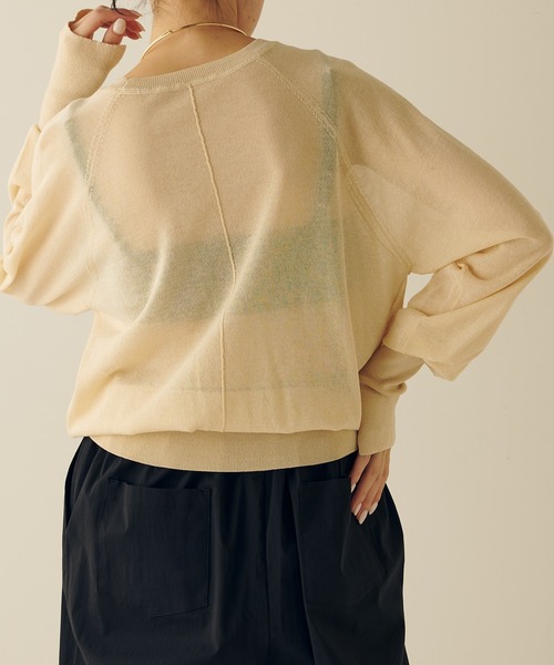 COLLAGE GALLARDAGALANTE（コラージュガリャルダガランテ）の「天竺シアーニット（ニット/セーター・レディース・ライトベージュ/グリーン・FREE）」の13枚目の写真