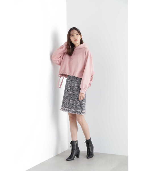 JILL STUART(ジルスチュアート)の「◆エフィーショートスウェットシャツ(パーカー・レディース・ブラック/ピンク・FREE)」の10枚目の写真