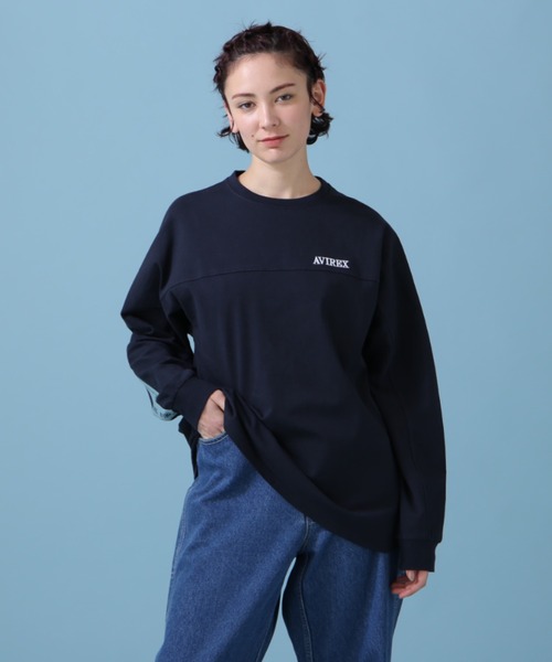 AVIREX(アヴィレックス)の「《WEB&DEPOT限定》BACK LOGO TAPE TOPS/ バックロゴテープ トップス(Tシャツ/カットソー・レディース・オフホワイト/エメラルド/ネイビー・FREE)」の4枚目の写真