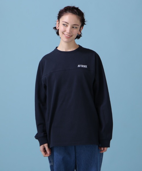 AVIREX(アヴィレックス)の「《WEB&DEPOT限定》BACK LOGO TAPE TOPS/ バックロゴテープ トップス(Tシャツ/カットソー・レディース・オフホワイト/エメラルド/ネイビー・FREE)」の5枚目の写真