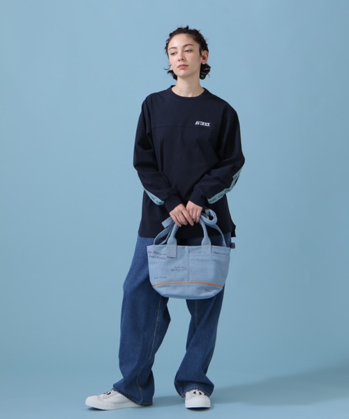 AVIREX(アヴィレックス)の「《WEB&DEPOT限定》BACK LOGO TAPE TOPS/ バックロゴテープ トップス(Tシャツ/カットソー・レディース・オフホワイト/エメラルド/ネイビー・FREE)」の9枚目の写真