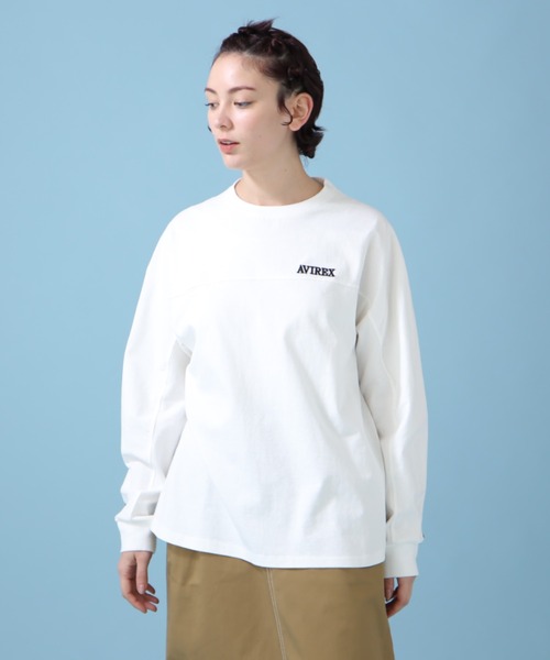 AVIREX(アヴィレックス)の「《WEB&DEPOT限定》BACK LOGO TAPE TOPS/ バックロゴテープ トップス(Tシャツ/カットソー・レディース・オフホワイト/エメラルド/ネイビー・FREE)」の11枚目の写真