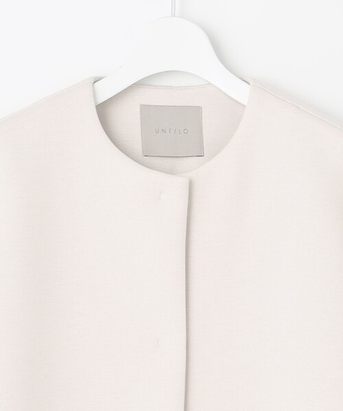 UNFILO（アンフィーロ）の「【洗える/シワになりにくい】ダブルフェイスジャージー　ノーカラー（ノーカラーコート・レディース・アイボリー系/ネイビー系・X-LARGE）」の9枚目の写真