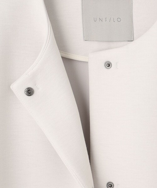 UNFILO（アンフィーロ）の「【洗える/シワになりにくい】ダブルフェイスジャージー　ノーカラー（ノーカラーコート・レディース・アイボリー系/ネイビー系・X-LARGE）」の12枚目の写真