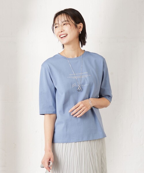 J.PRESS(ジェイプレス)の「ロゴ Tシャツ(Tシャツ/カットソー・レディース・ふじ色系/ベージュ系/ダルブルー系/ホワイト系・T13/T15)」の4枚目の写真