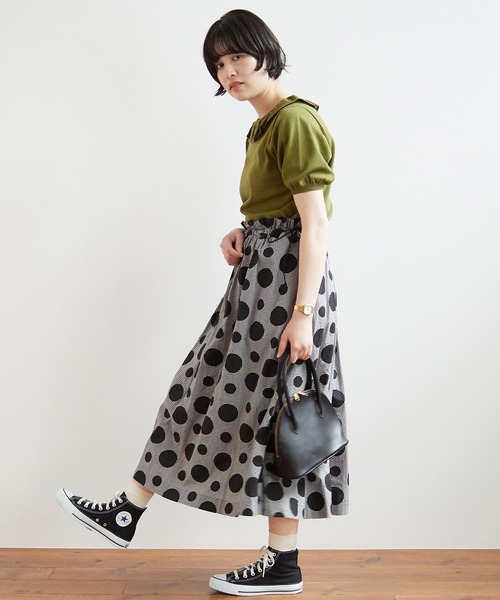 bulle de savon（ビュルデサボン）の「gingham×dot プリント スカート