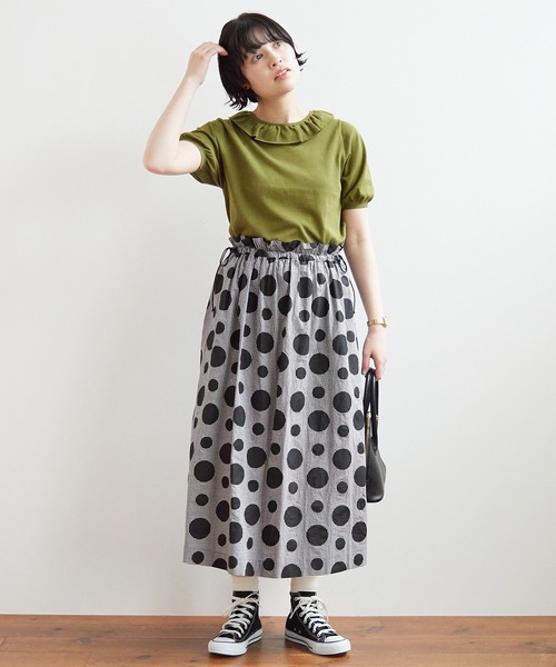 bulle de savon（ビュルデサボン）の「gingham×dot プリント スカート