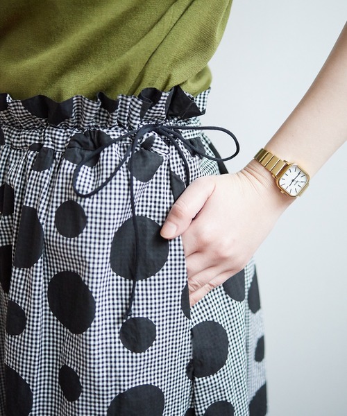bulle de savon（ビュルデサボン）の「gingham×dot プリント スカート