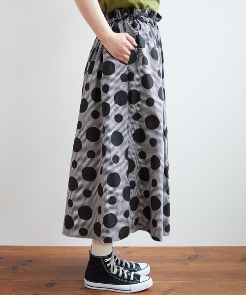 bulle de savon（ビュルデサボン）の「gingham×dot プリント スカート