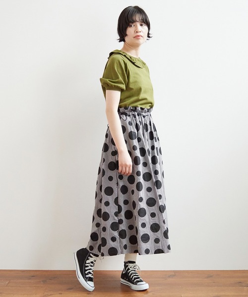 bulle de savon（ビュルデサボン）の「gingham×dot プリント スカート 
