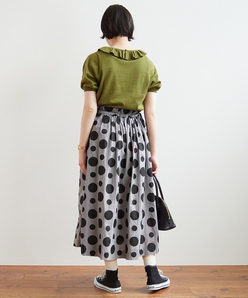 bulle de savon（ビュルデサボン）の「gingham×dot プリント スカート