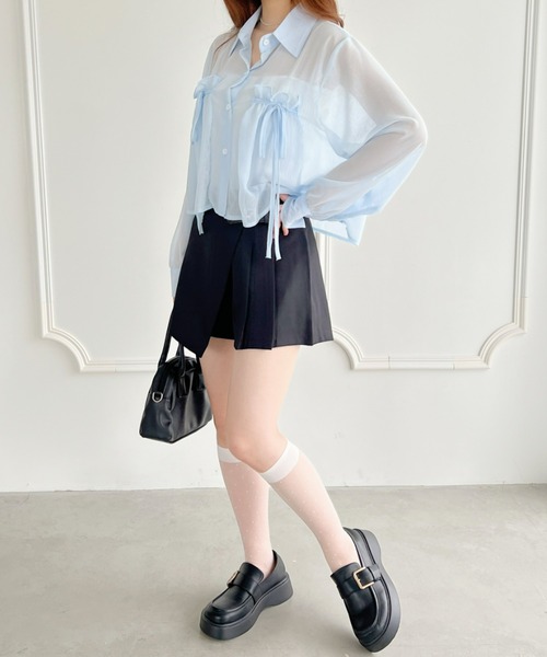 Loueme(ルエム)の「【23S/S】ベルト半プリーツラップショートパンツ(その他パンツ・レディース・アイボリー/ブラック/ピンク・M)」の5枚目の写真