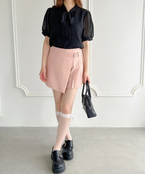 Loueme(ルエム)の「【23S/S】ベルト半プリーツラップショートパンツ(その他パンツ・レディース・アイボリー/ブラック/ピンク・M)」の6枚目の写真