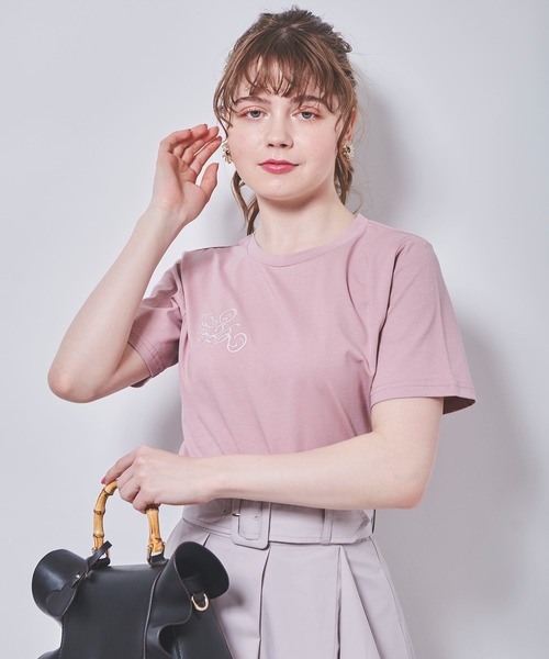 31 Sons de mode(トランテアン ソン ドゥ モード)の「オリジナルロゴ刺繍Tシャツ(Tシャツ/カットソー・レディース・オフホワイト/ピンク/ネイビー・36)」の12枚目の写真