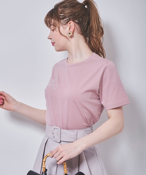 31 Sons de mode(トランテアン ソン ドゥ モード)の「オリジナルロゴ刺繍Tシャツ(Tシャツ/カットソー・レディース・オフホワイト/ピンク/ネイビー・36)」の4枚目の写真