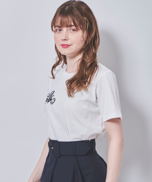 31 Sons de mode(トランテアン ソン ドゥ モード)の「オリジナルロゴ刺繍Tシャツ(Tシャツ/カットソー・レディース・オフホワイト/ピンク/ネイビー・36)」の20枚目の写真