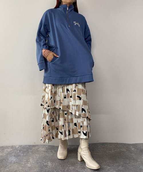 179/WG(イチナナキュウダブルジー)の「柄プリーツスカート(スカート・レディース・ベージュ/ブルー・MEDIUM)」の12枚目の写真