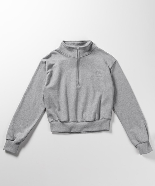 me+em select(ミームセレクト)の「※※【 セットアップ対応 】me+em select mini logo half zip short sweat / ミームセレクトミニロゴ刺繍ハーフジップショートスウェット【 韓国製 】(スウェット・レディース・ブラック/グレー/ピンク/ベージュ・FREE)」の14枚目の写真