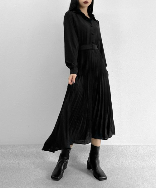 LVEU.（ラブユ.）の「【ZOZOTOWN限定】Pleated shirt one-piece / プリーツシャツワンピース（シャツワンピース・レディース・ブラック・FREE）」の12枚目の写真