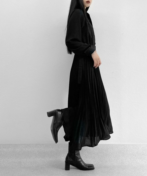 LVEU.（ラブユ.）の「【ZOZOTOWN限定】Pleated shirt one-piece / プリーツシャツワンピース（シャツワンピース・レディース・ブラック・FREE）」の11枚目の写真