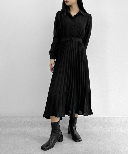 LVEU.（ラブユ.）の「【ZOZOTOWN限定】Pleated shirt one-piece / プリーツシャツワンピース（シャツワンピース・レディース・ブラック・FREE）」の13枚目の写真