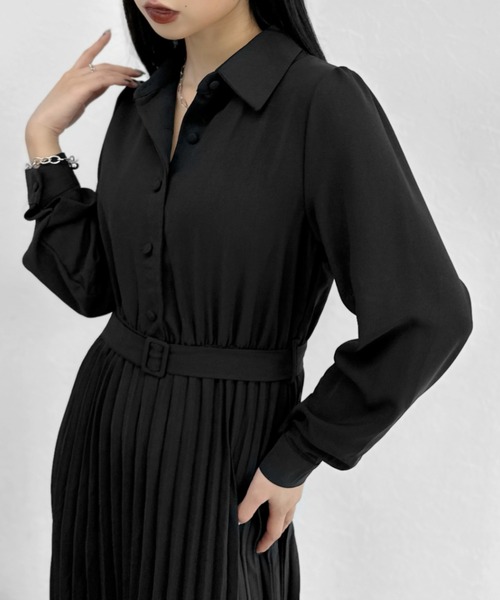 LVEU.（ラブユ.）の「【ZOZOTOWN限定】Pleated shirt one-piece / プリーツシャツワンピース（シャツワンピース・レディース・ブラック・FREE）」の8枚目の写真
