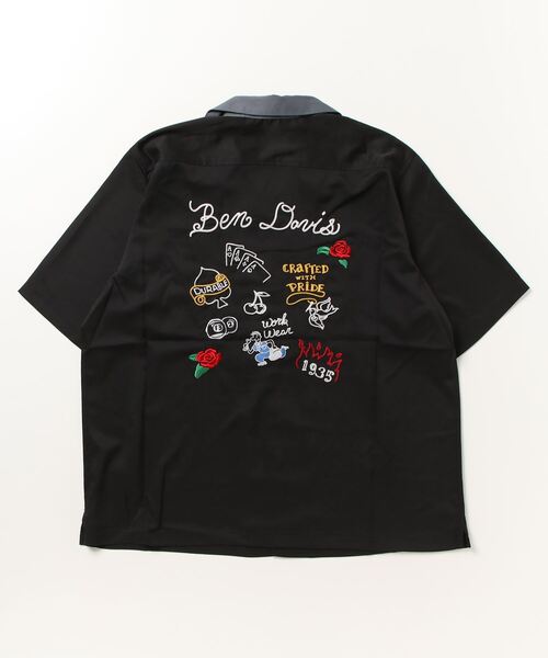 BEN DAVIS(ベンデイビス)の「BEN DAVIS/ベンデイビス SCRIBBLE STITCH O/C SHIRT/オーバーサイズ ロゴ バック刺繍 クレリック オープンカラー 半袖シャツ/ボーリングシャツ(シャツ/ブラウス・メンズ・ブラック/グレイッシュブルー/ホワイト・XL/L/M)」の6枚目の写真