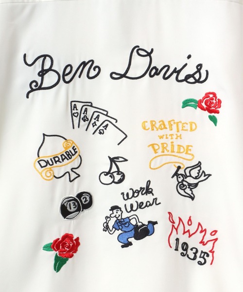 BEN DAVIS(ベンデイビス)の「BEN DAVIS/ベンデイビス SCRIBBLE STITCH O/C SHIRT/オーバーサイズ ロゴ バック刺繍 クレリック オープンカラー 半袖シャツ/ボーリングシャツ(シャツ/ブラウス・メンズ・ブラック/グレイッシュブルー/ホワイト・XL/L/M)」の7枚目の写真